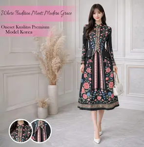 SH  | [ READY] Set Rok Birva Setelan Matsilk Atasan Lengan Panjang Dan Rok Midi Wanita Casual Simple Motif