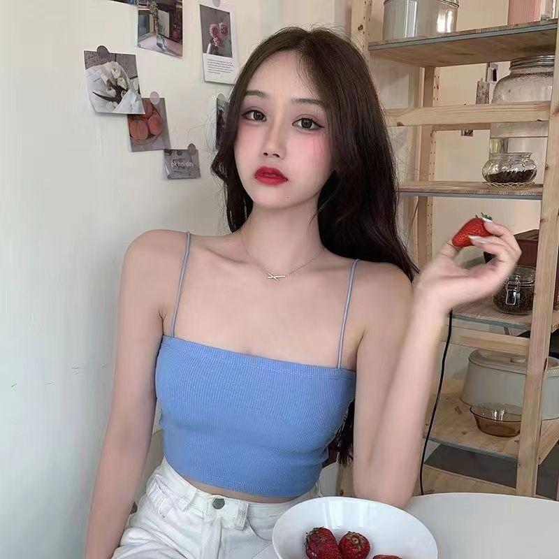 Product Introduction of Solid Color Anti-Exposure Half-Length Small Sling Cropped Tank Top Women Short Bottoming Shirt Wrapped Chest Tube Top Women 26