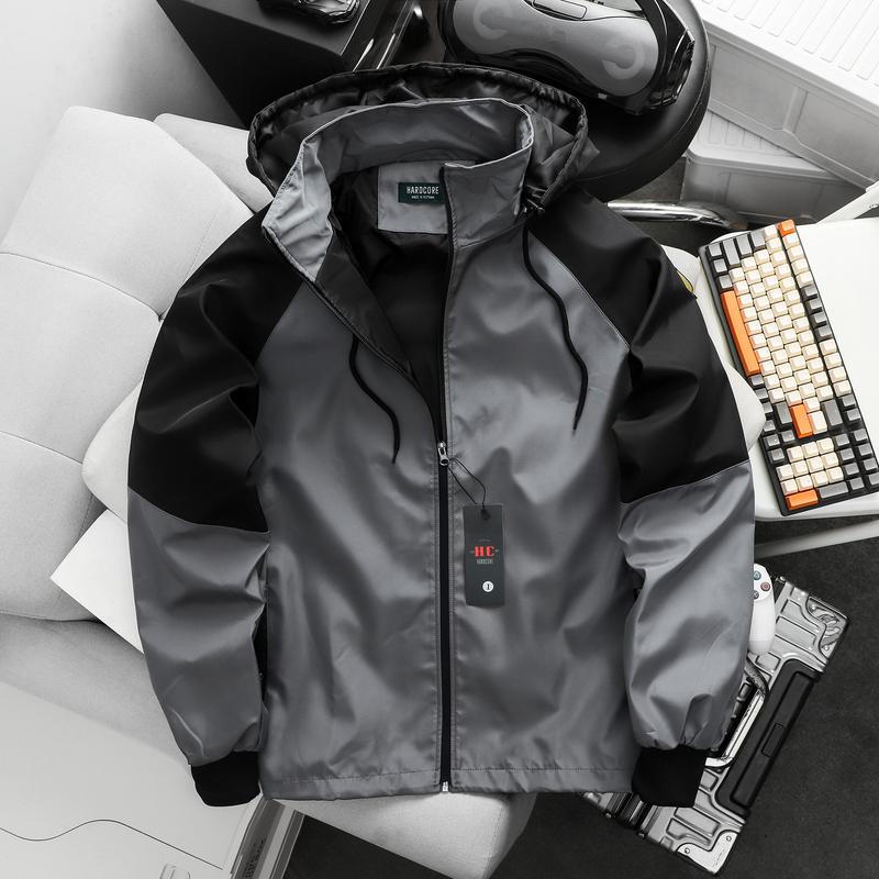 Big size - Áo khoác dù phối màu, nón có thể tháo rời, thời trang big size nam <130kg