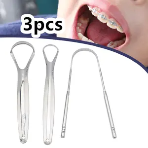 3pcs Sikat Pembersih Lidah Stainless Scraper Pembersih Lidah Pengikis
