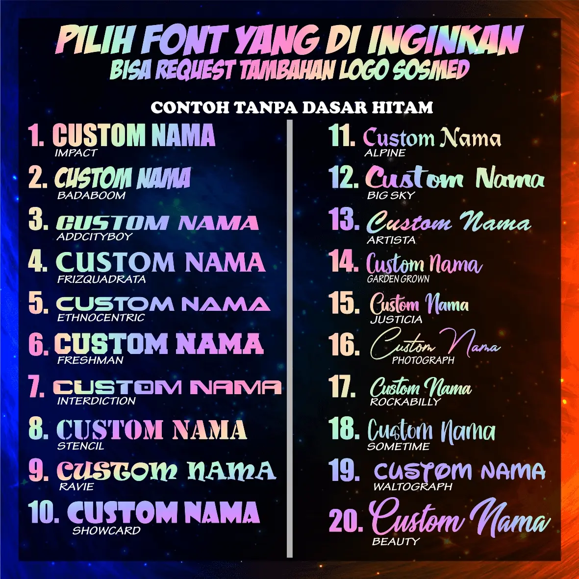 STIKER CUSTOM NAMA-NAMA SOSMED, NAMA JEPANG, DLL Hitam Putih Sticker