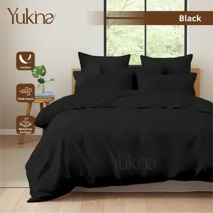 Bedcover Set Sprei Black Ukuran Lengkap 180x200 160x200 120x200 - Yukina Bedcover