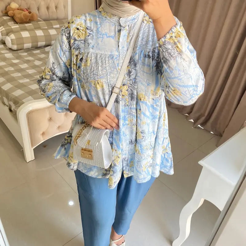 Tamara Oneset Setelan Wanita Rayon Motif Bunga Lengan panjang 5