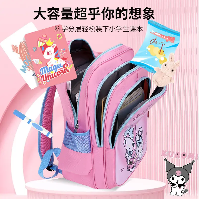 Cặp Đi Học Trẻ Em, Sukal, Dành Cho Bé Gái, Thiết Kế Kuromi, Thích Hợp Cho Học Sinh Lớp 1-2-6, Trọng Lượng Nhẹ, Chống Thấm Nước, Dễ Thương, Dung Lượng Lớn, Melody 5