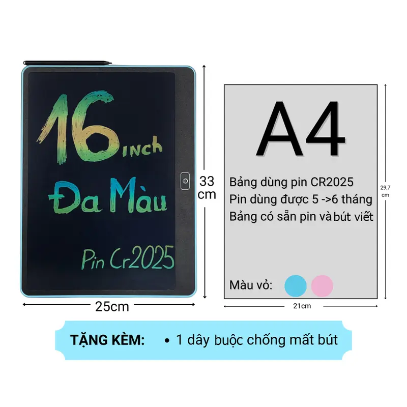 [16 Inch] Bảng Viết Tự Xóa 16 Inch Đa Sắc Bảng Vẽ Tự Xóa Thế Hệ Mới Thông Minh Bảng LCD Tự Xóa 12 inch, 13 inch, 16 Inch - Dừa Shopkids 8
