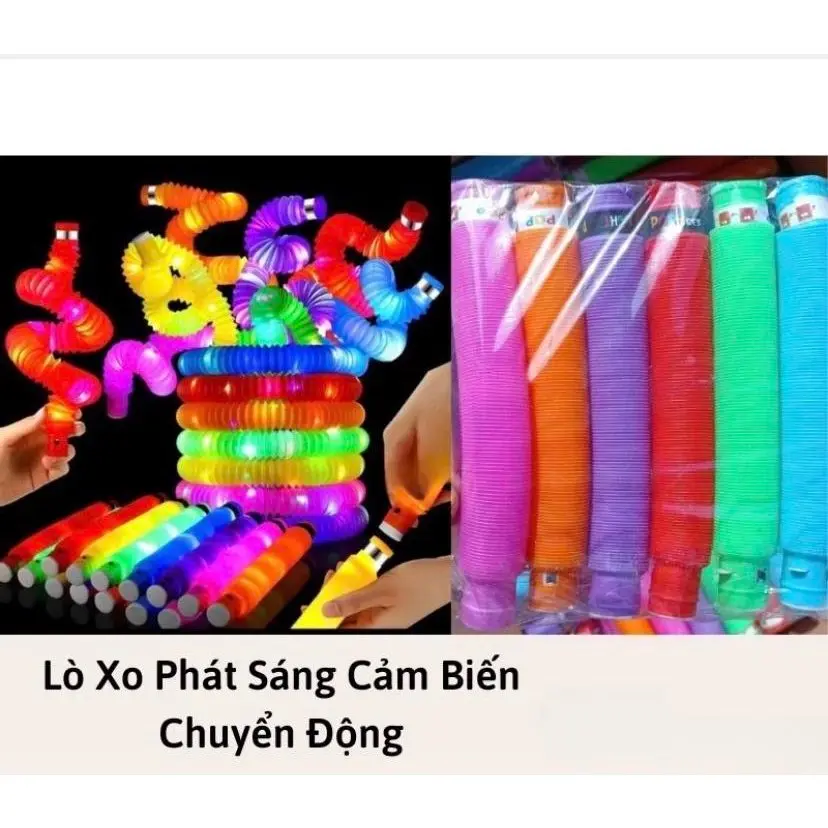 Đồ chơi ống lò xo kéo dãn phát sáng  tạo hình tùy thích giúp tăng khả năng sáng tạo của bé