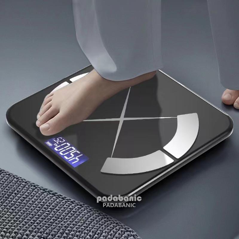 Cân điện tử đo cân nặng và chỉ số cơ thể Padabanic - Sạc tích điện, kết nối qua Bluetooth kèm thước dây đo