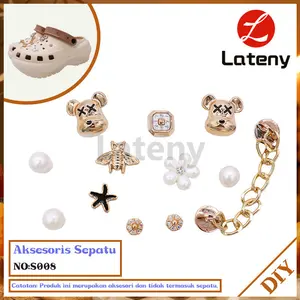 Lateny Aksesori stiker pesona sandal 3D kartun, cocok untuk dekorasi pesona sandal yang dapat dilepas S008