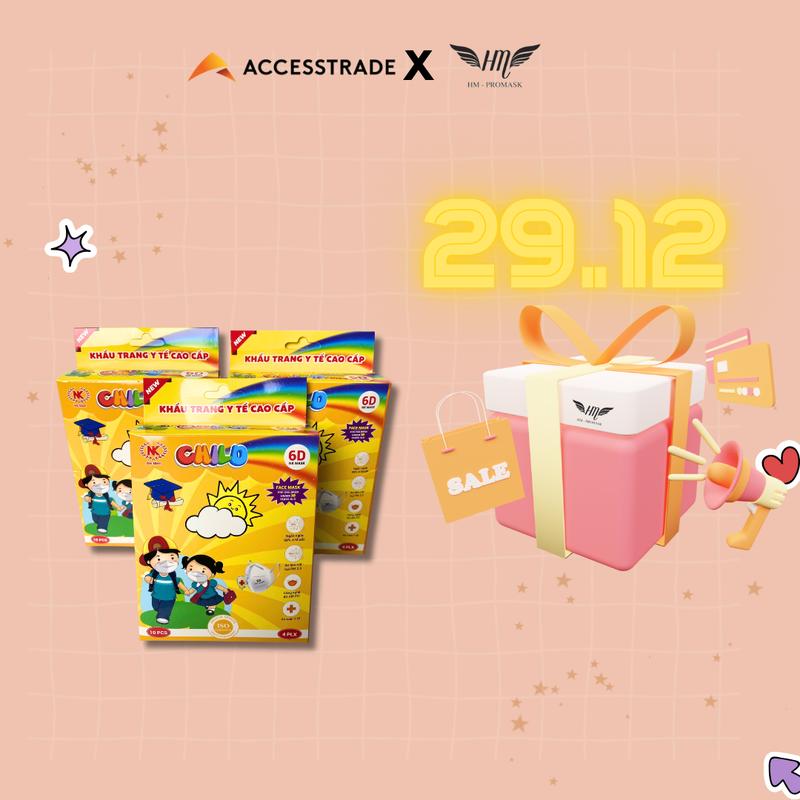  Combo 50 Cái khẩu trang 6D Mask Trẻ em 4-10 tuổi 