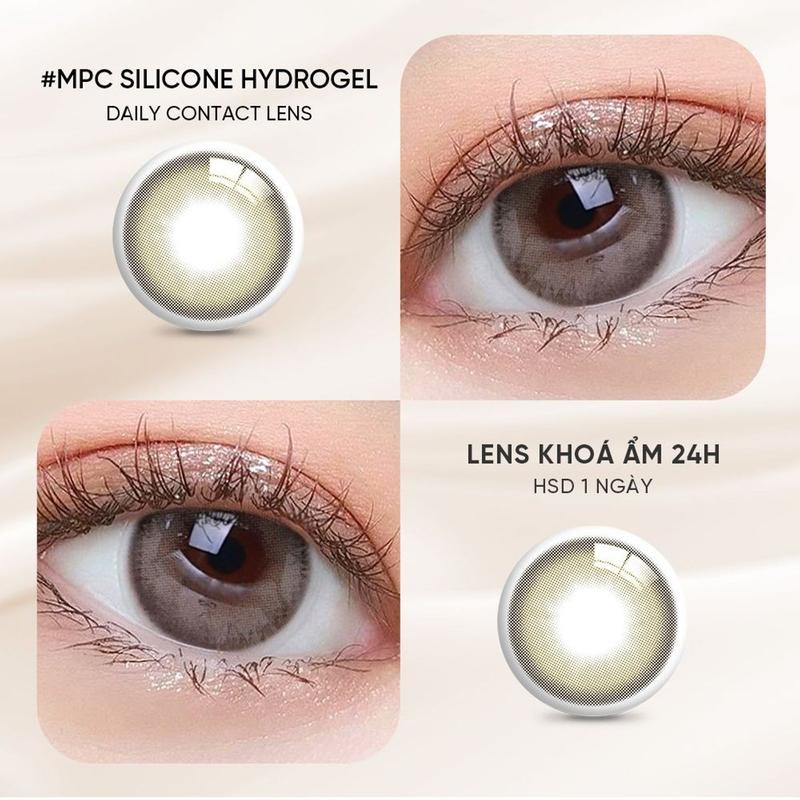 Kính áp tròng khoá ẩm 24H 1 Ngày Màu Rêu Ánh Xám CARASE, Lens cận DANIEL BROWN (1 bên mắt) Nữ