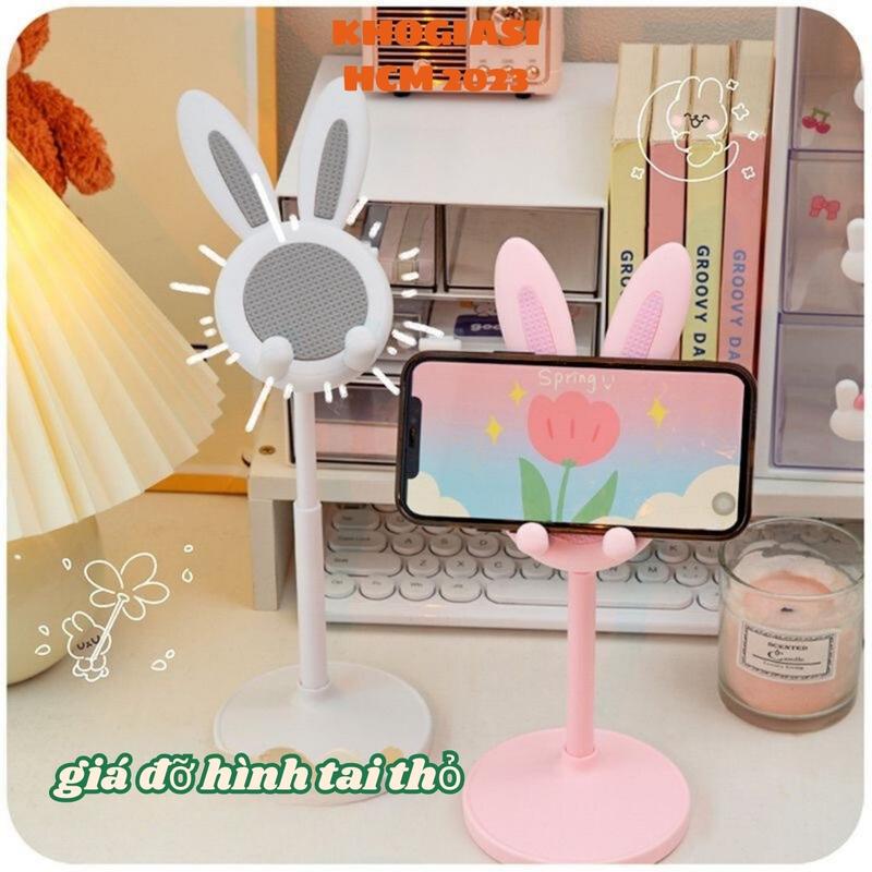Giá Đỡ Điện Thoại, Ipad Phụ Kiện Hình Tai Thỏ Màu Sắc Pastel