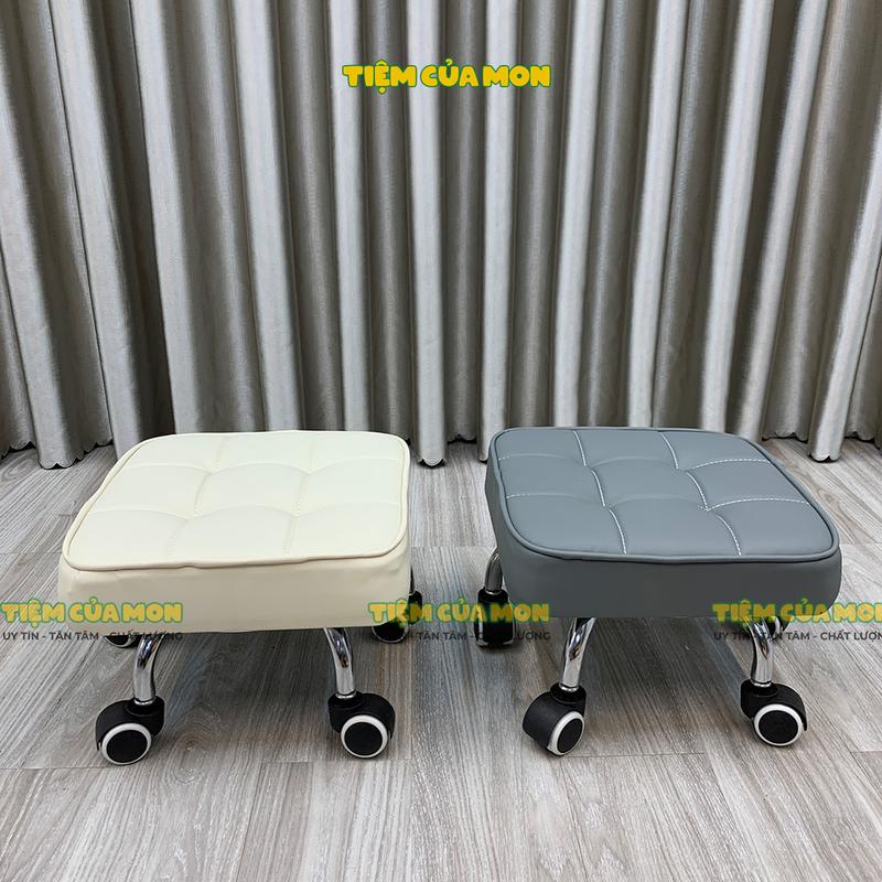 Ghế Nail Múi Vuông Bánh Xe Di Chuyển Dễ Dàng, Ghế Bệt Spa Nail Ngồi Làm Móng, Ghế Ngồi Gác Chân Đỡ Mỏi ( Hàng Sẵn )