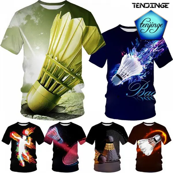 Summer New Design Sports Badminton 3d Printing T-shirt Men's Cool and Funny Creative Round Neck Shirt Top XS-5XL