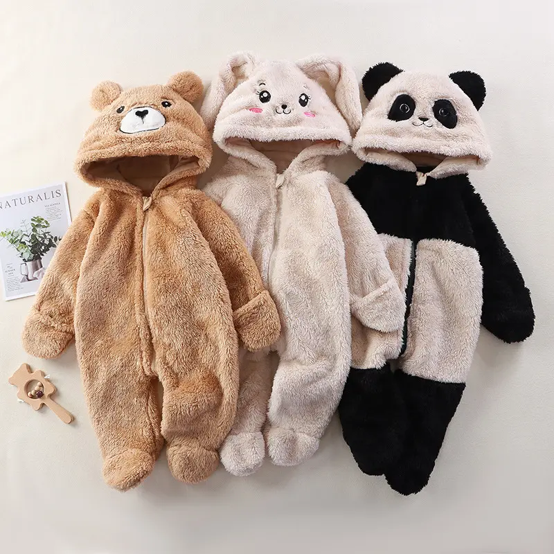 Baby Home Jumpsuit Autumn Winter Cute Cartoon Bear Onesie Outdoor