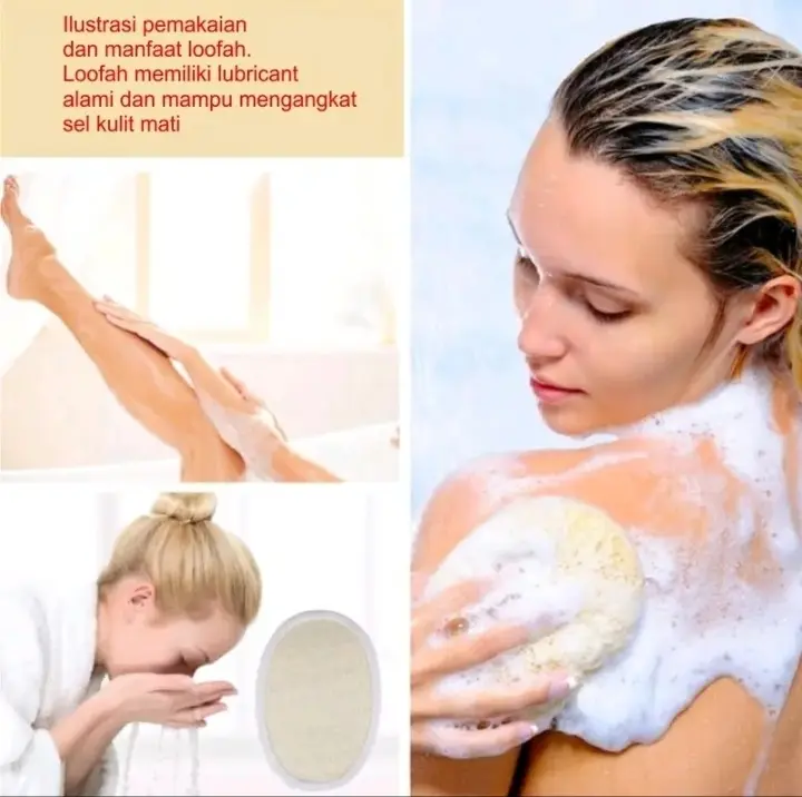 Loofah Sponge Bath // Shower Pad // Gambas Bulustru Oyong Alami Ukuran Bigsize Spons Mandi Sabun Plastik Spon 3