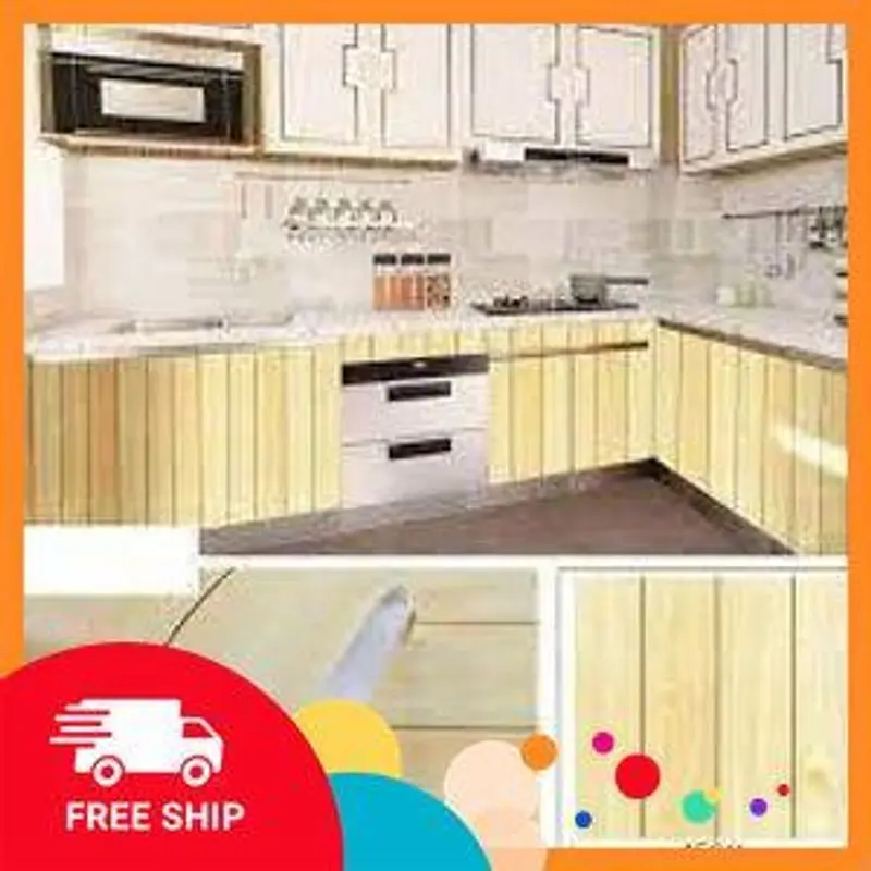 Giấy dán tường giả gỗ kícḣ thước 10 mét có keo sẵn chống thấm nước ẩm mốc, trang trí bàn, tủ khổ rông 45cm, decal giả gỗ 1
