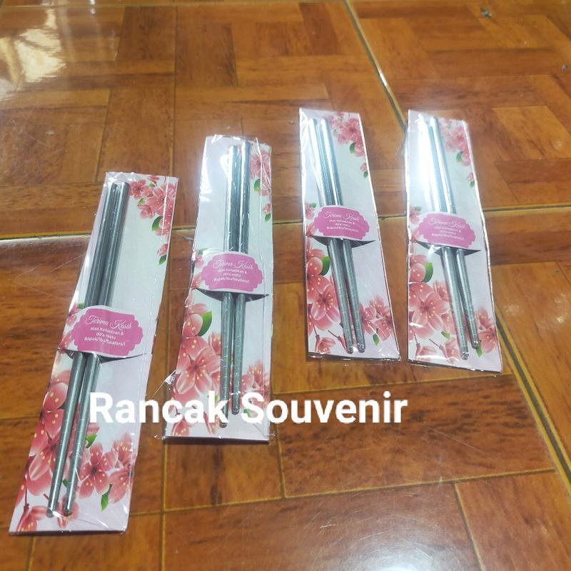 Product Introduction of Isi 100 Pcs Souvenir Sumpit Stenlisst Kemasan Alas Shabby Cantik Unik Souvenir Murah Bermanfaat Souvenir Pernikahan Khitanan Ulang Tahun Souvenir Stenlis 3