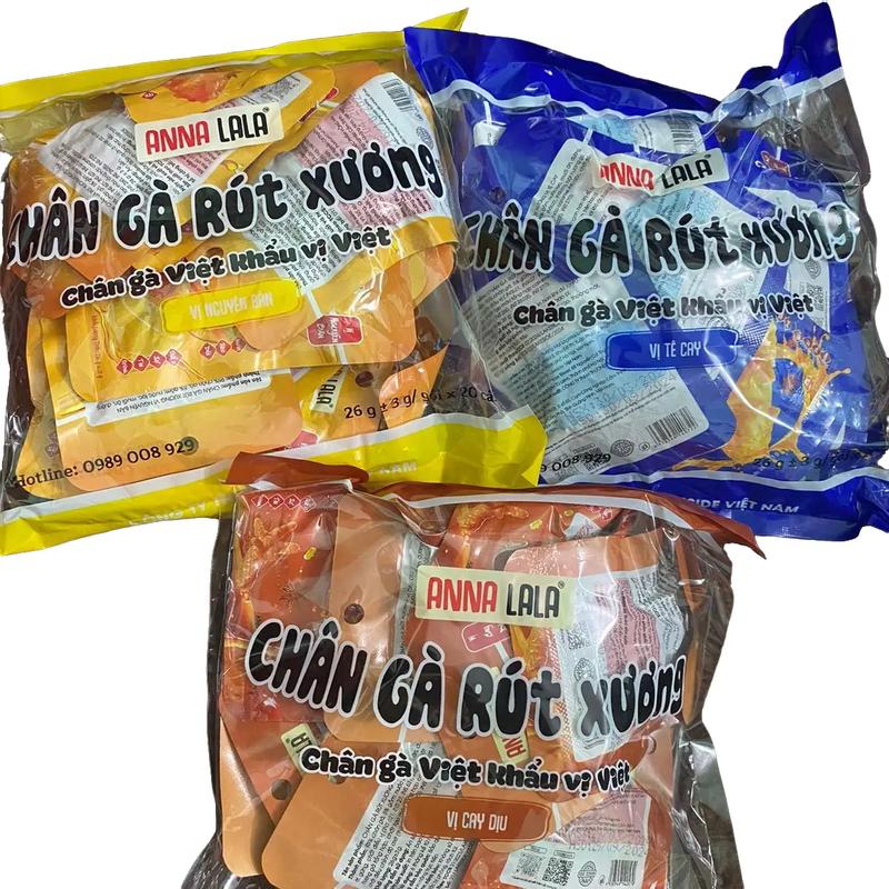 Combo 20 chân gà rút xương ANNA LALA vị cay,không cay,cay dịu 29g.và chân nguyên xương annalala 45g (vị cay và không cay)