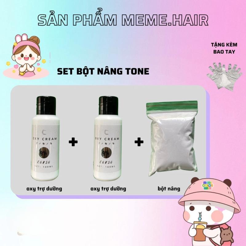 COMBO TẨY 100G + TẶNG 2 CHAI OXY DƯỠNG CHẤT KHÔNG KHÔ XƠ BÓC ĐEN BÓC ĐỎ màu tẩy Nhuộm Tóc Nữ