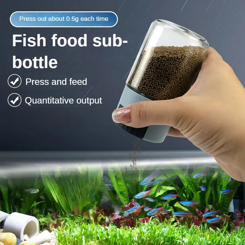 Fish food feeding bottle Moisture-proof glass transparent feed bottle for fish and shrimp