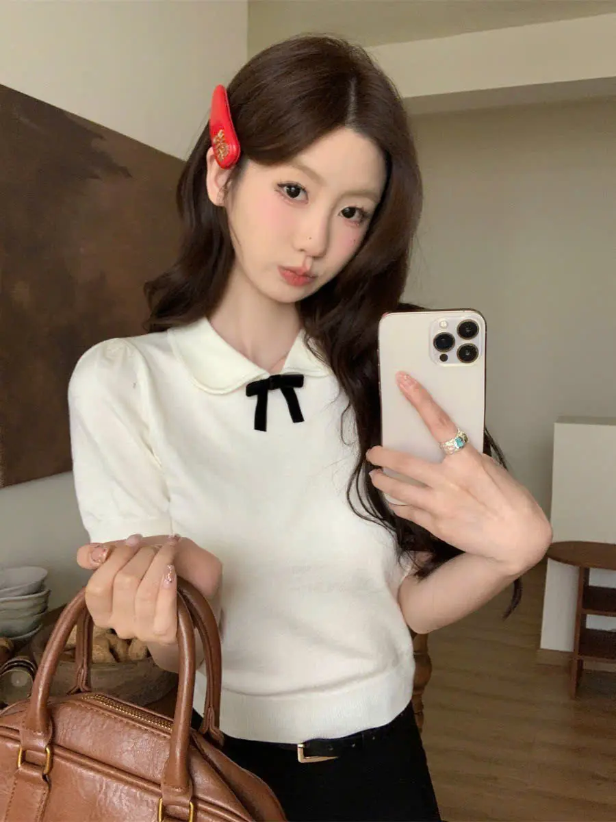 Babytee cổ sen tròn nơ bo gấu chất dày dặn cho nữ form vừa