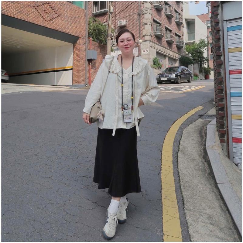 Chân váy UMI đen dài đuôi cá bigsize nữ (20787) Kem