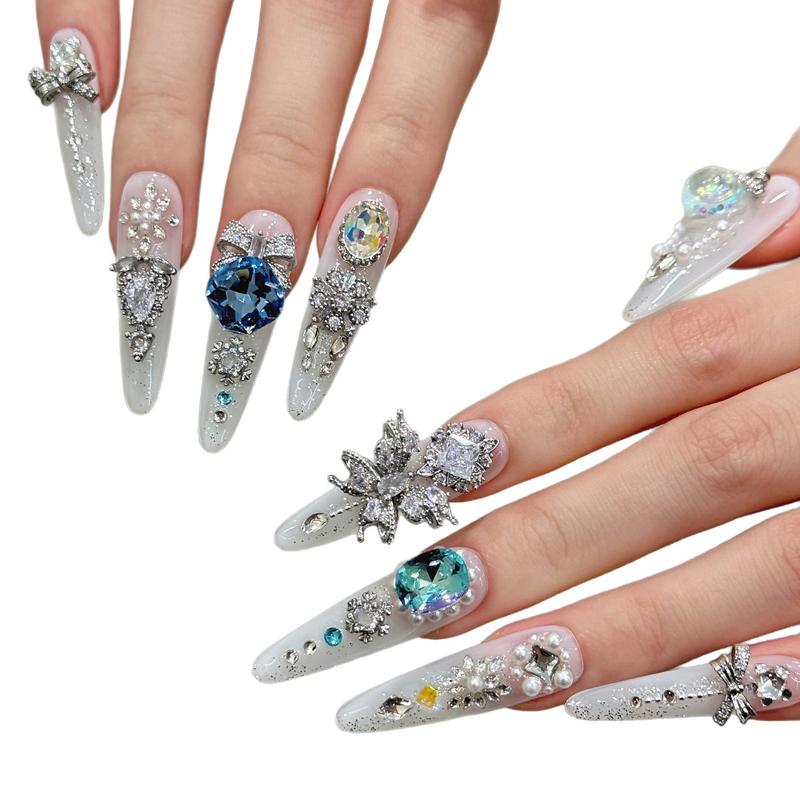 Product Introduction of [a Series High Luxury] Wear Armor Ice Queen Full Rhinestone Zircon Temperament Entry Lux Heavy Industry Handmade Wear Armor Boutique Manicure Fittings Accessories 3