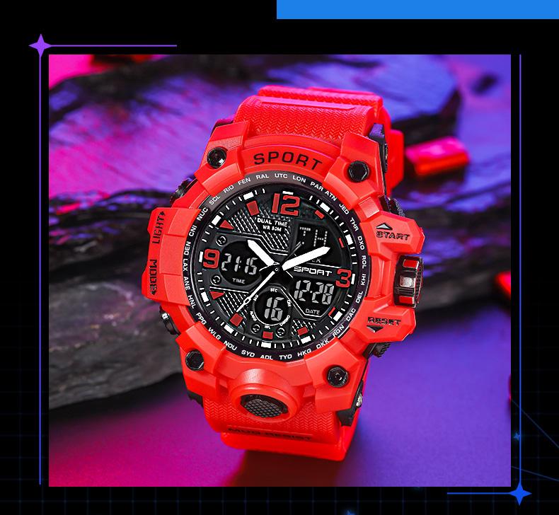 Product Introduction of MSTIANQ Men's Youth Original ElectronicWatch High School Student Trend Hand Clock SportsWaterproof Luminous Red Digital Wristwat 16