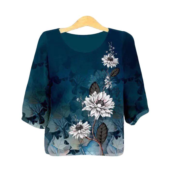  Áo lụa in hoa 3d dành tặng mẹ - 129K 1 ÁO Top Nữ Women Xanh Rêu Kem Voi Sen Jean Sơ Mi Voan 
