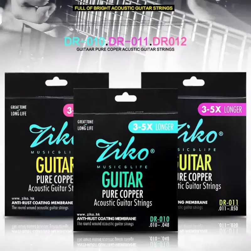 Bộ 6 Dây Đàn Guitar Acoustic Ziko  DR-010, DR011, DR012 6