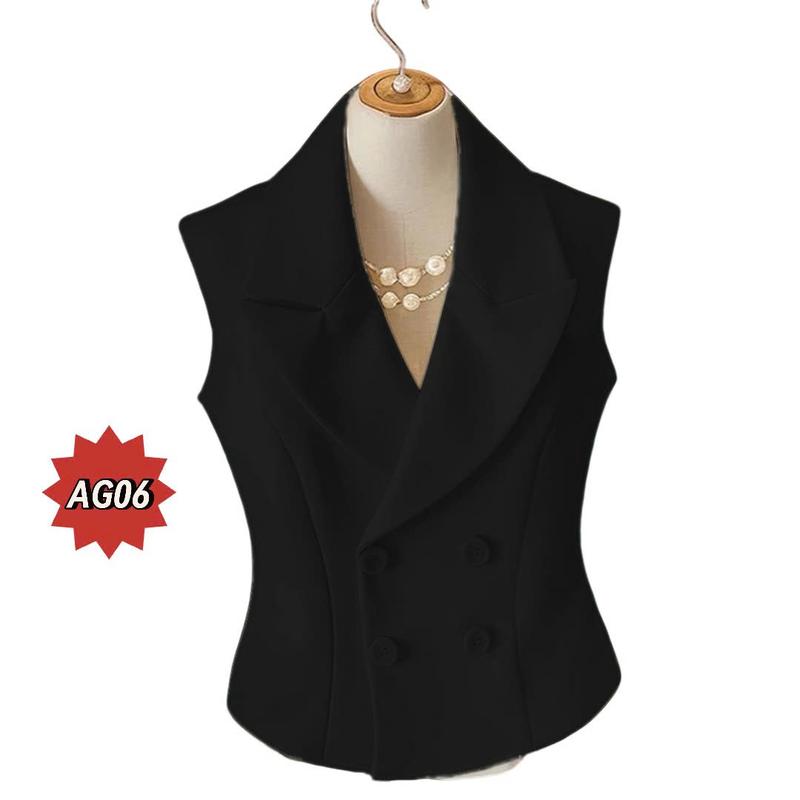 AG05-Áo Gile Nữ Thiết Kế Vest cổ chữ V Sang Trọng Thời Thượng Che Khuyết Điểm 6