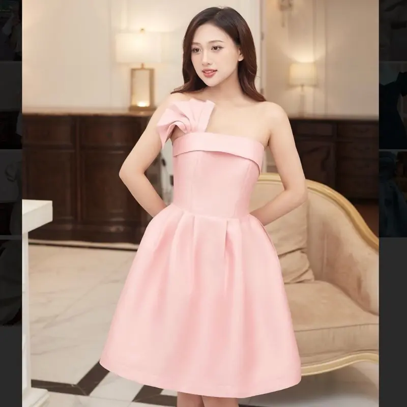 (Giá Xả kho) Váy đầm thiết kế xoè 3 màu tafta cho nàng tặ.ng kèm 2 cài nơ và 2 cài nơ điệp màu vàng như ảnh Nữ Dress Women - V3