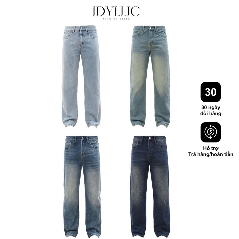 IDYLLIC.STUDIO Quần Jean Nam Nữ Ống Suông Đứng Thời Trang S01 S02 S03 S04 Form Suông Vải Rin Cotton Dày Dặn Menswear Cotton Pants Có Túi