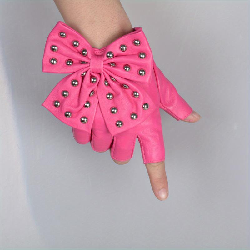 PU Leather Gloves Punk Dance Performance Half Finger Gloves Hip Hop Elastic Gloves Women 8