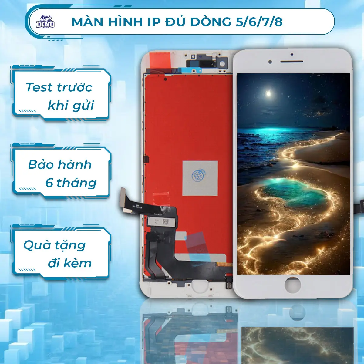 Màn hình IP 5/5S/6/6S/6P/6SP/7/7P/8/8P, màn hình Dino chất lượng LCD thay thế cho điện thoại IP, bảo hành 6 tháng Phụ Kiện