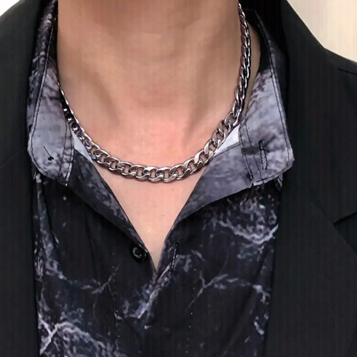 Kalung Cowok Keren Rantai Silver Stainless Wanita Jewellery Pria