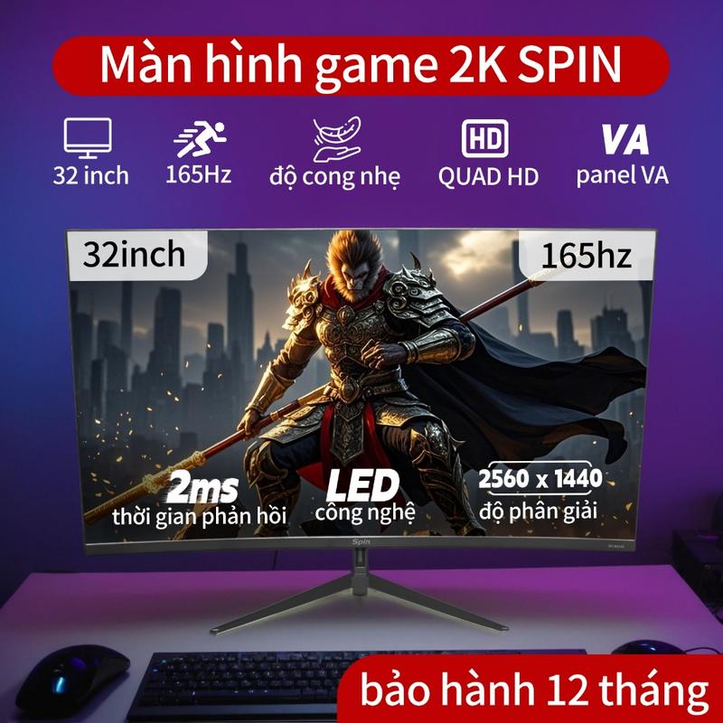  Màn Hình Spin Gaming Cực Lớn 32Inch 2K Bộ đôi 165Hz 2ms tốc độ cao  màu sắc sống động Chiếu màn hình máy tính xách tay 