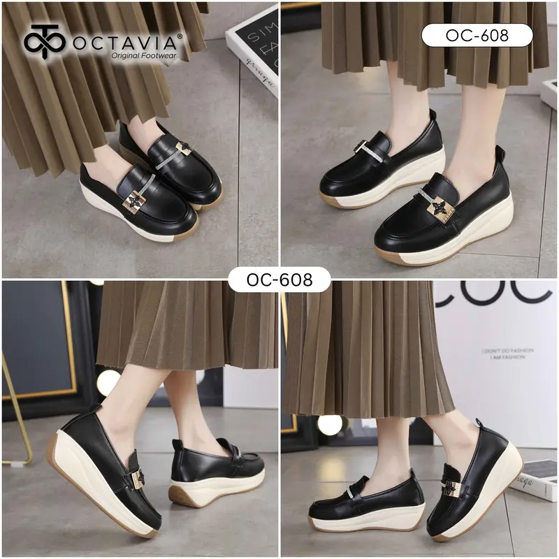 [ORIGINAL] OCTAVIA Sepatu Sneakers Casual Highsole Wedges Wanita #OC-608 5
