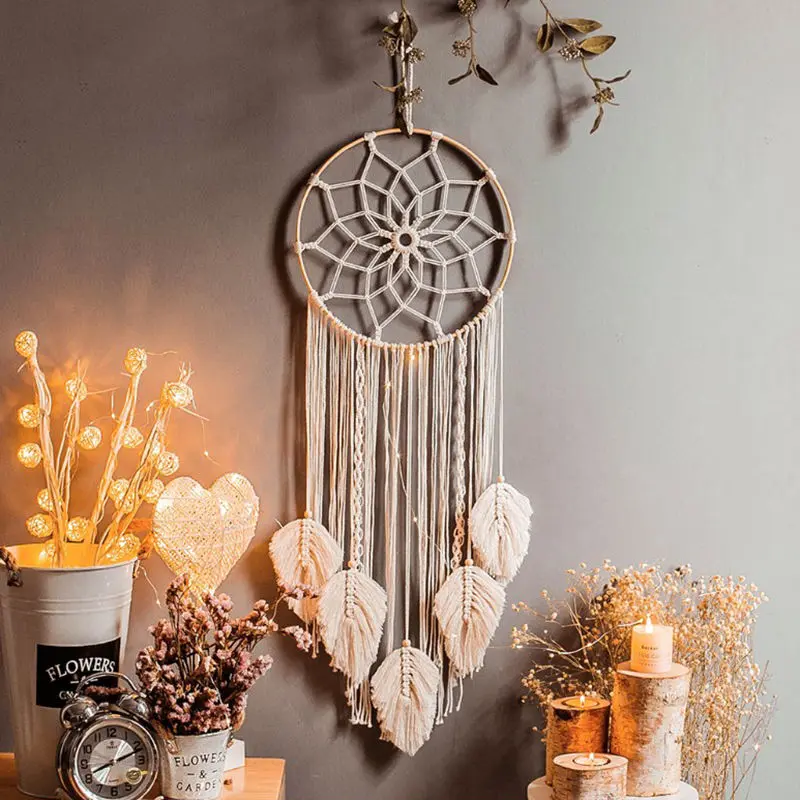 Tấm Thảm Dây Bông Dệt Tay, Dreamcatcher, Thích Hợp Cho Giường Ngủ & Phòng Khách, Đồ Trang Trí Trong Nhà, Trang Trí Đầu Giường, Bố Trí Nền Lối Vào, Treo Tường Decor