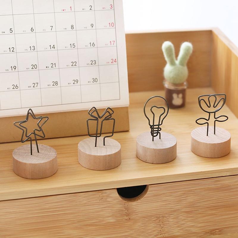 Product Introduction of 1 PC Party Decor Home Decoration Memo Card Round Wooden Holder Photo Frame Picture Clip Message Left Supporter 13