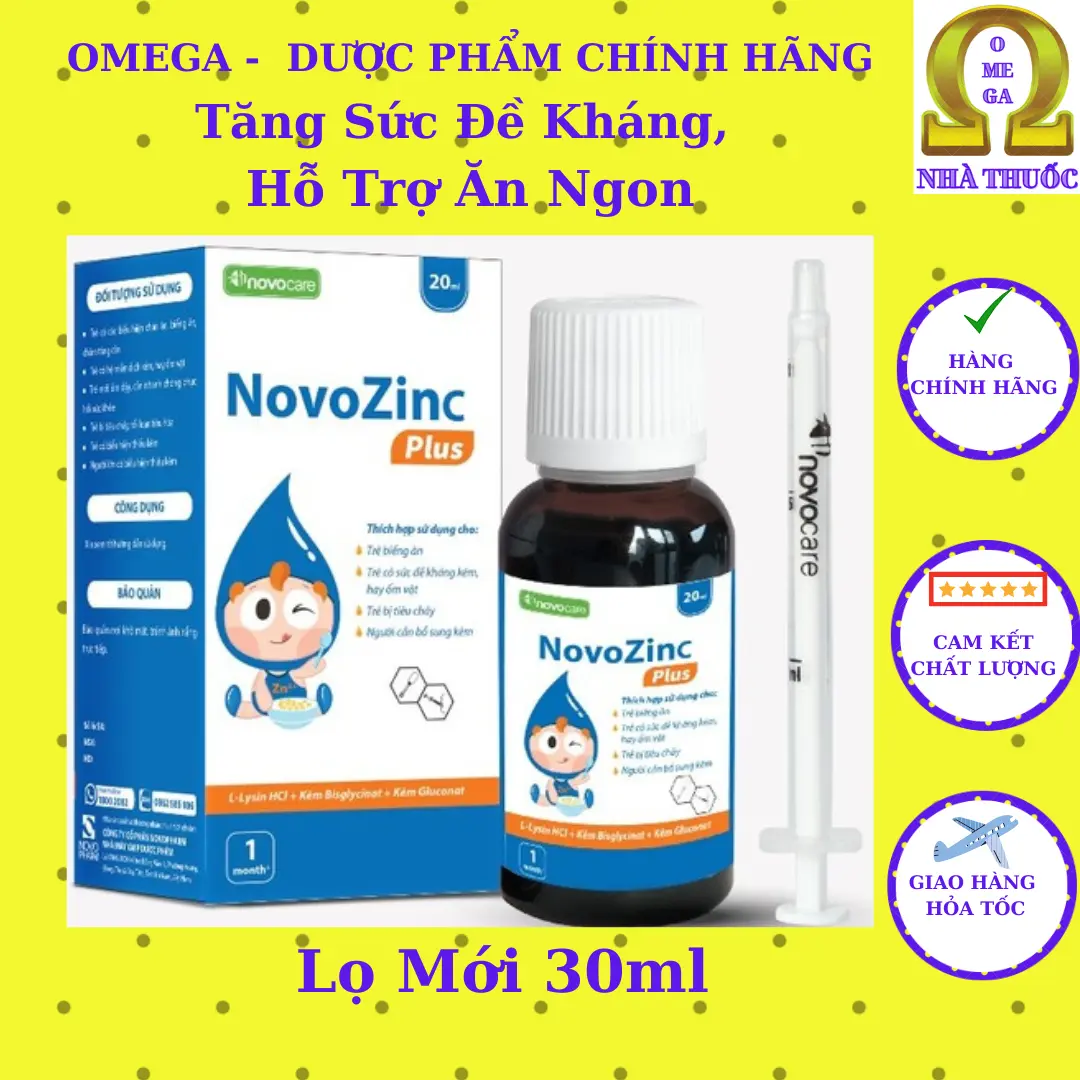 Thực Phẩm Bổ Sung Kẽm Novozinc Plus [Lọ mới 30ml] - Bổ Sung Kẽm Hữu Cơ Cho Bé, Tăng Sức Đề Kháng, Giúp Bé Ăn Ngon
