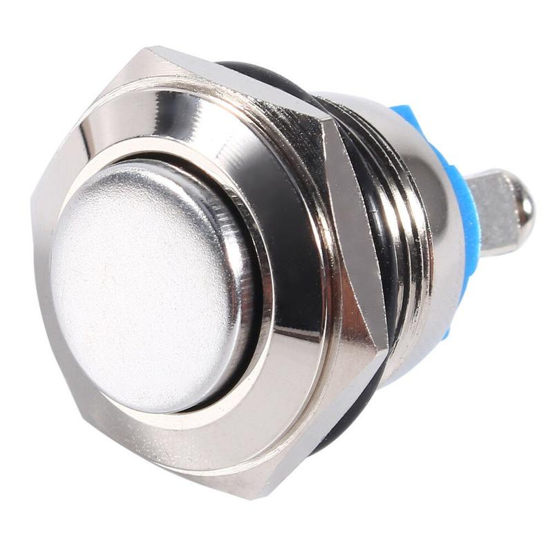 Nút Nhấn Chống Nước Kim Loại, 12V, 16mm, Công Tắc Còi Bật Tắt Tạm Thời, Chất Liệu Đồng Thau, Thích Hợp Để Khởi Động
