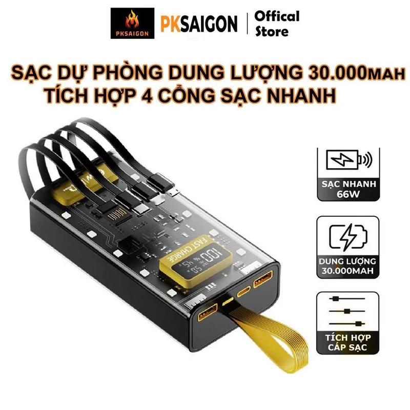  Sạc Dự Phòng HB32 30000mAh PD 66W 20W Pin Dung Lượng Lớn Hiển Thị Phần Trăm Pin 