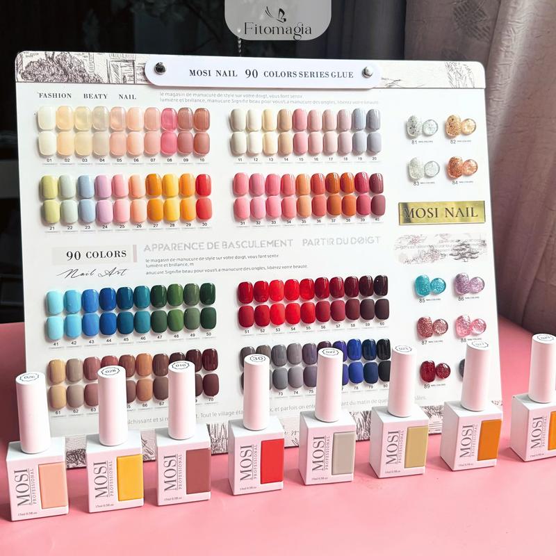  Set Sơn gel nail 90 Mosi Nail  – Đầy Đủ Từ Pastel Đậm Đến Nhũ Kim Tuyến sơn lên chuẩn màu - Tặng Bảng Màu 