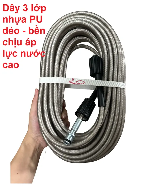 Bộ 10M-15M-20M dây rửa xe và s.úng xịt kiểu dài - vòi xịt rửa xe áp lực cao ren 22mm 3
