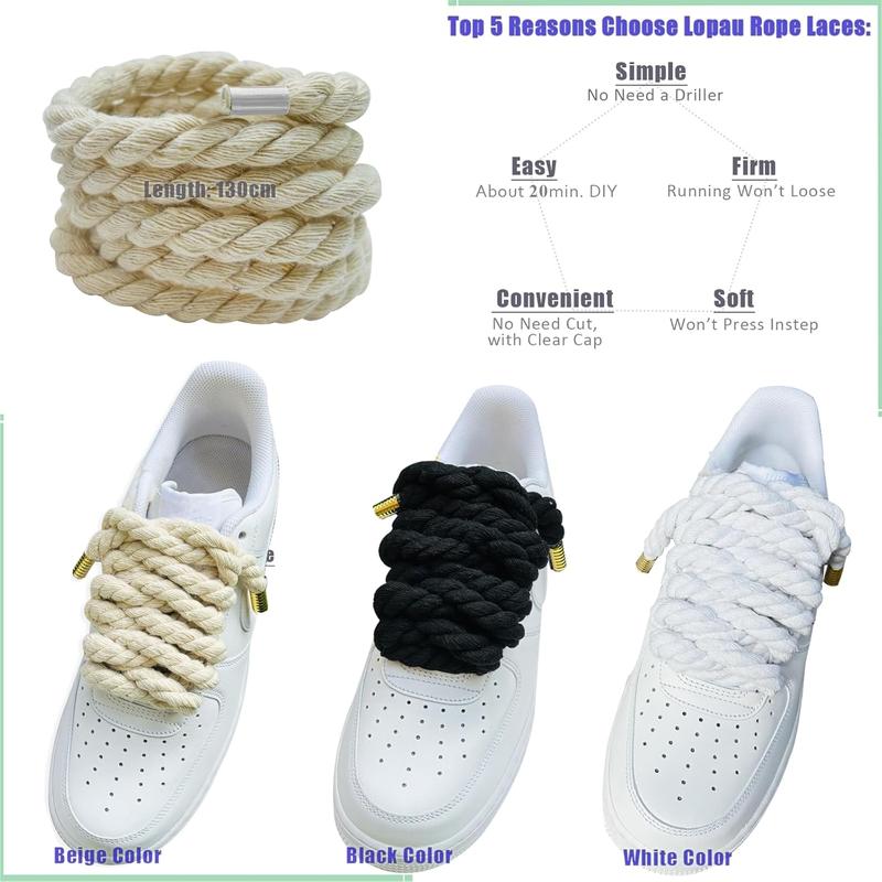 TikTok Shop Thick Rope Shoe Laces for Air Force 1 Dont Punch DIY Chunky Jumbo Shoelaces for Dunk Sneakers