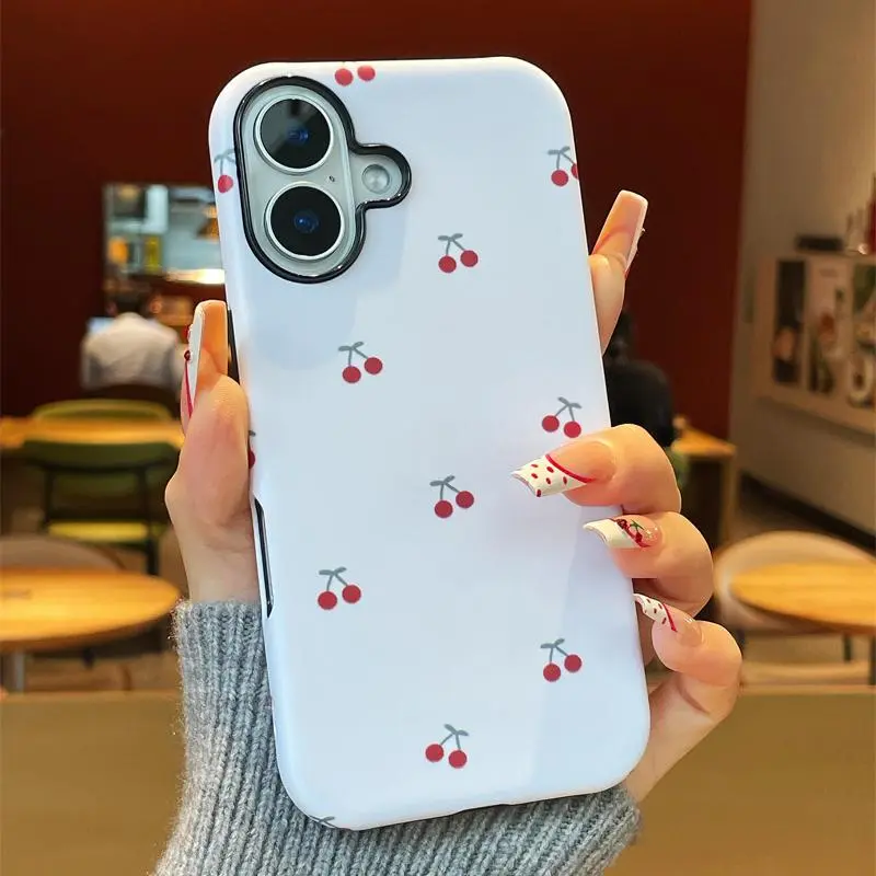 Cherry Pattern Phone Case, Anti-drop & Dirt-resistant Phone Protective Cover, Fashion Phone Accessories Compatible with iPhone 16 Pro Max 15 11, Casing