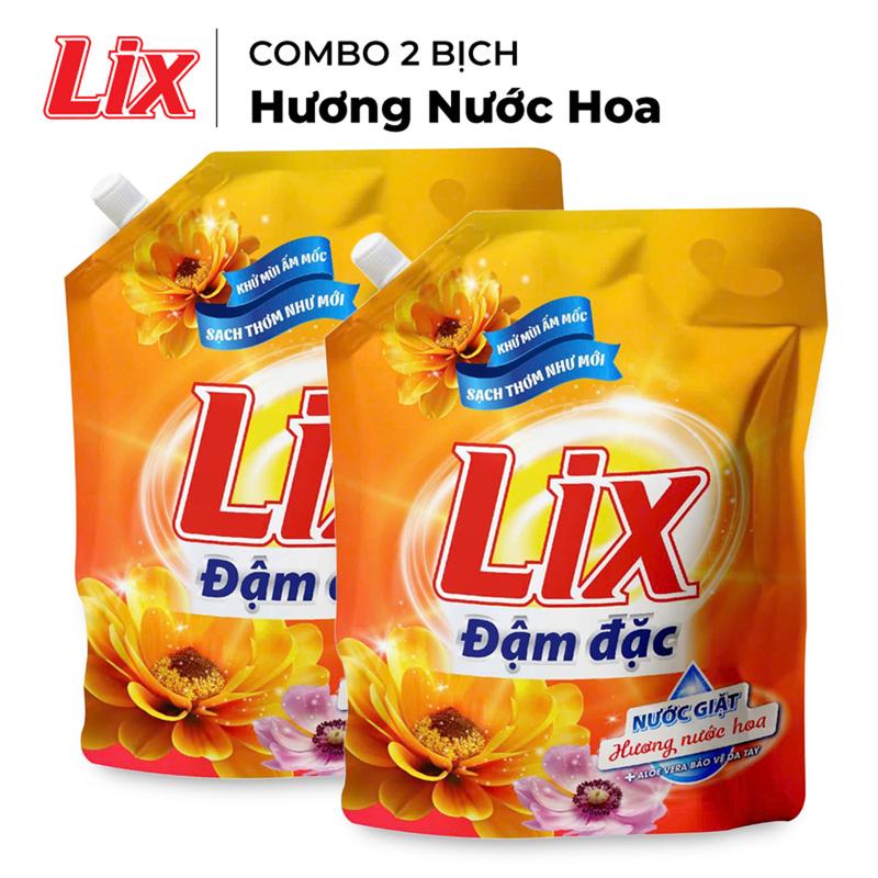 COMBO 2 TÚI Nước Giặt LIX Đậm Đặc Sạch Thơm Hương Nước Hoa 2 TÚI x 3.2KG - Mã 2C-NGH47