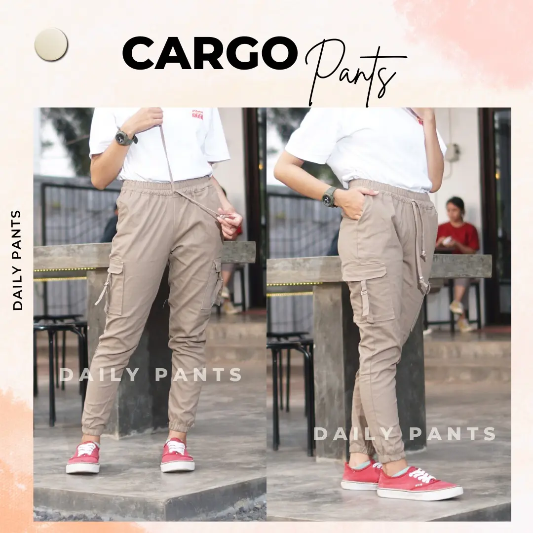 SALE ( LIVE ) Celana Wanita Cargo Full pinggang karet