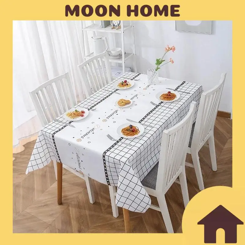 Khăn trải bàn kẻ caro nhựa PVC chống thấm nước , Khăn decor phòng ăn